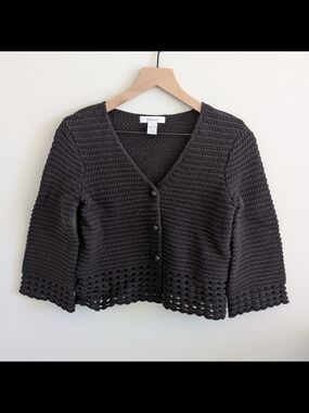 Style & Co. Black Cropped Crochet Cardigan